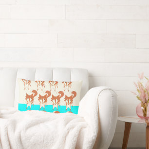 Cojín Lumbar Neon Aqua Monograma Fox Pillow estilizada