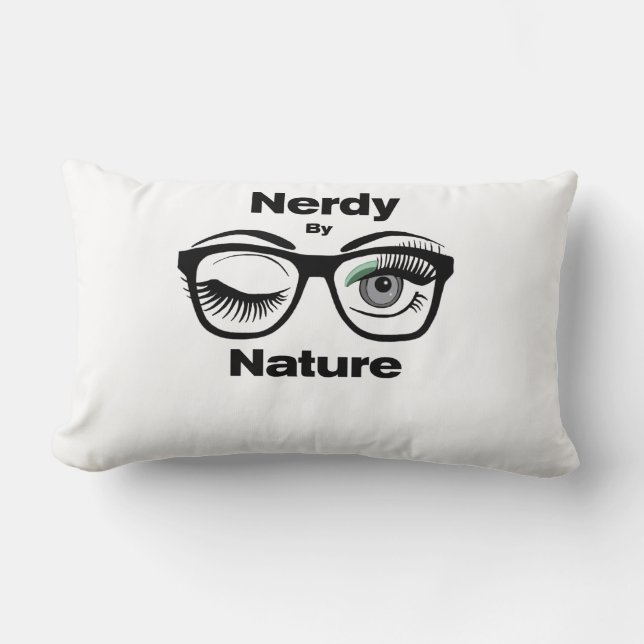 Cojín Lumbar Nerdy by Nature Funny Geek Design with Glasses (Anverso)