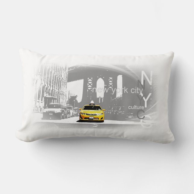 Cojín Lumbar New York City Nyc Yellow Taxi Pop Art (Anverso)