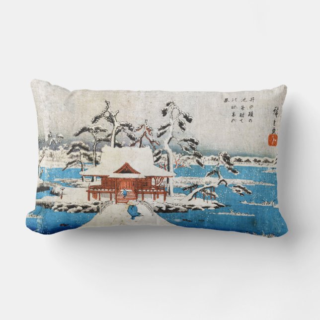 Cojín Lumbar Nieve japonesa fresca de la capilla del lago del (Anverso)