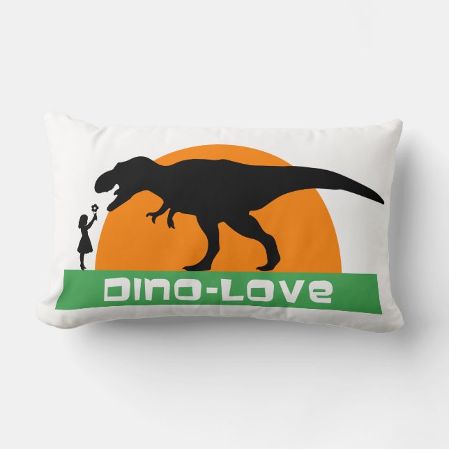 Cojín Lumbar Niña pequeña y dinosaurio (Anverso)