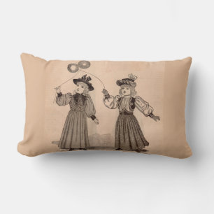 Cojín Lumbar Niñas victorianas con globos impresos