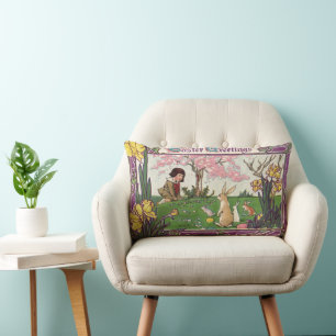 Cojín Lumbar Niño Antiguo en una búsqueda de huevos de Pascua c