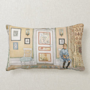 Cojín Lumbar Niño sentado en la esquina (por Carl Larsson)