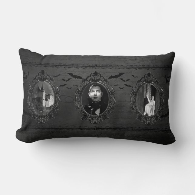 Cojín Lumbar Niños de la noche (B&W) (Anverso)