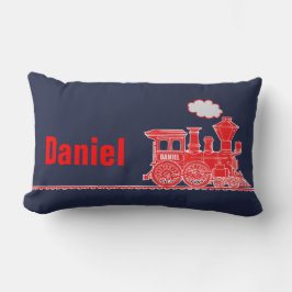 Cojín Lumbar Niños del tren de vapor rojo nombrados