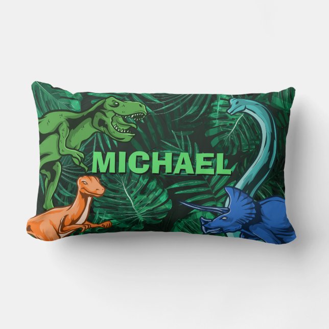 Cojín Lumbar Niños dinosaurios Dino Jurassic Trex Boy personali (Anverso)