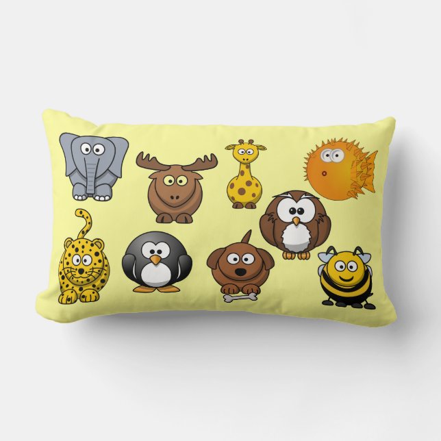 Cojín Lumbar Niños lindos del chica del bebé de los animales (Anverso)