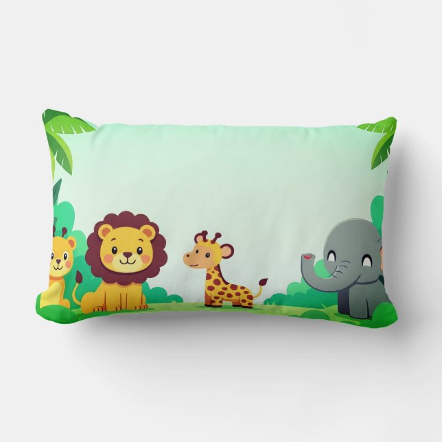 Cojín Lumbar Niños Pillow de amigos de animales de la jungla (Anverso)