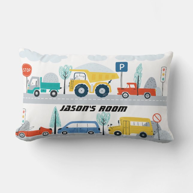 Cojín Lumbar Niños Vehículos de transporte personalizados Lumba (Anverso)