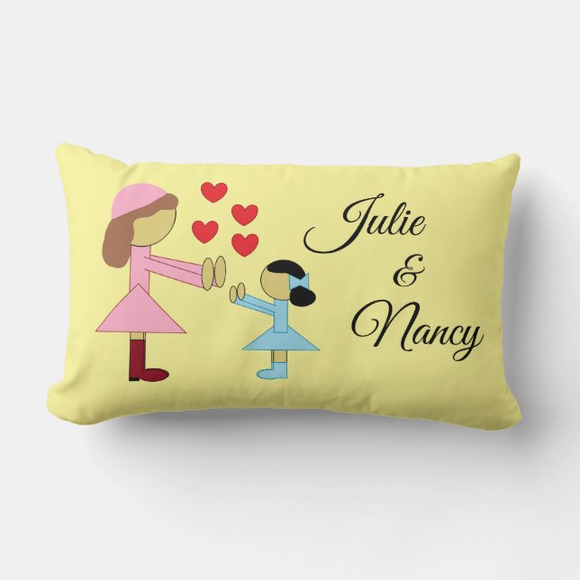 Cojín Lumbar Niños y amor: Amarillo claro (Anverso)