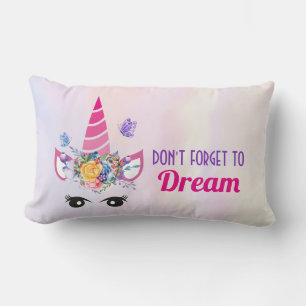 Cojín Lumbar No olviden soñar con unicornio rosa