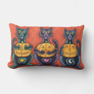 COJÍN LUMBAR NO VER NINGÚN GATOS NEGROS MALOS, HALLOWEEN LUMBAR