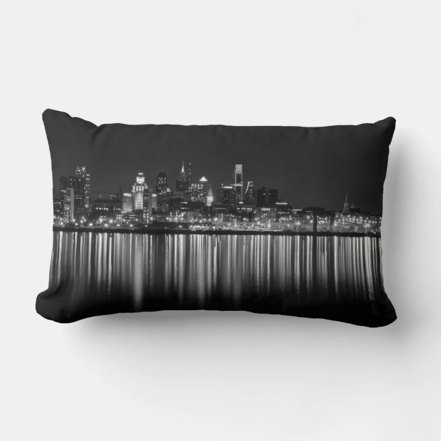 Cojín Lumbar Noche b/w de Philly (Anverso)