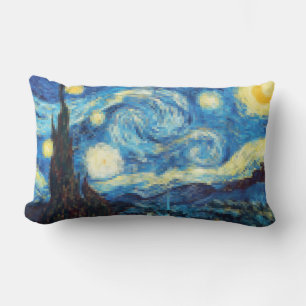 Cojín Lumbar Noche estrellada en Pixelado por Van Gogh