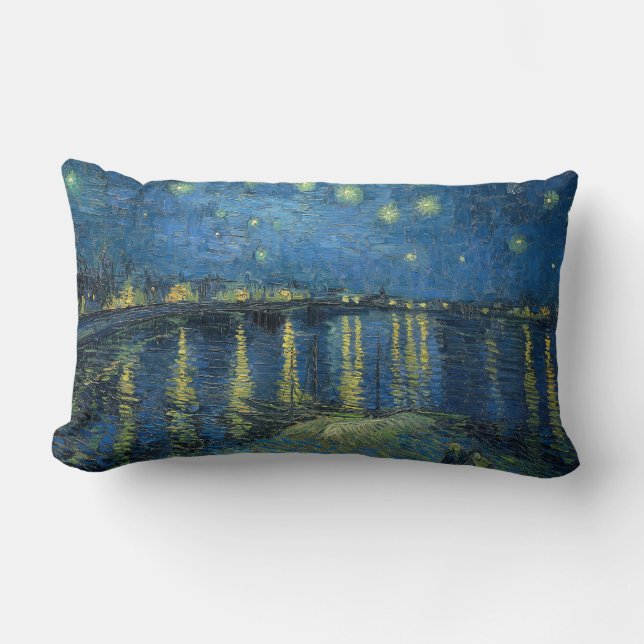 Cojín Lumbar Noche estrellada sobre el río Ródano (por van Gogh (Anverso)