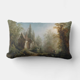 Cojín Lumbar Noche iluminada por la luna sobre la capilla del c