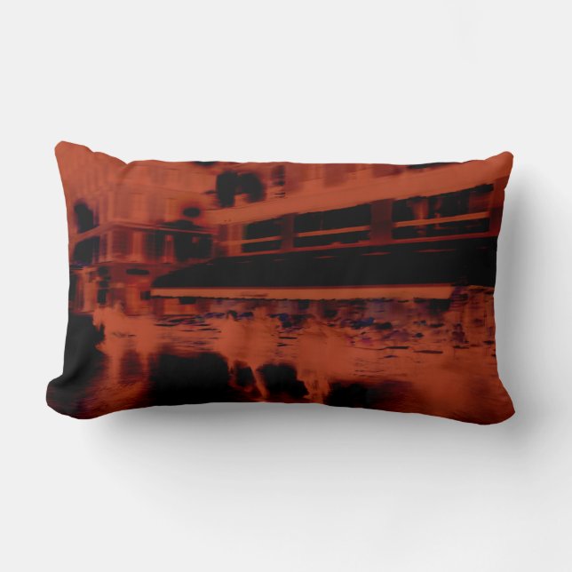 Cojín Lumbar Noche roja de París. Movimiento borroso de Guay (Anverso)