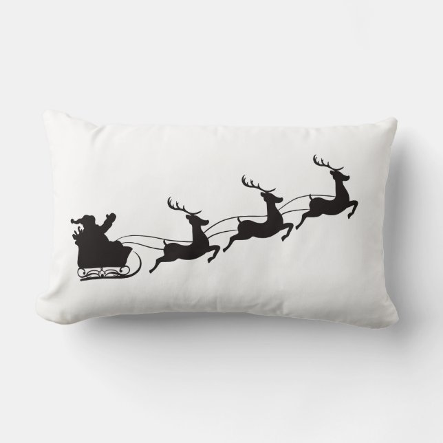 Cojín Lumbar Nochebuena navideña moderna y reno (Anverso)