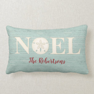 Cojín Lumbar Noel de playa de Navidades costeros personalizados
