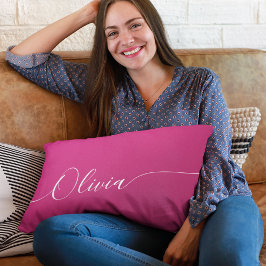 Cojín Lumbar Nombre con letra de caligrafía elegante blanca con