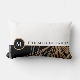 Cojín Lumbar Nombre de familia de monograma | Cinta blanca y do
