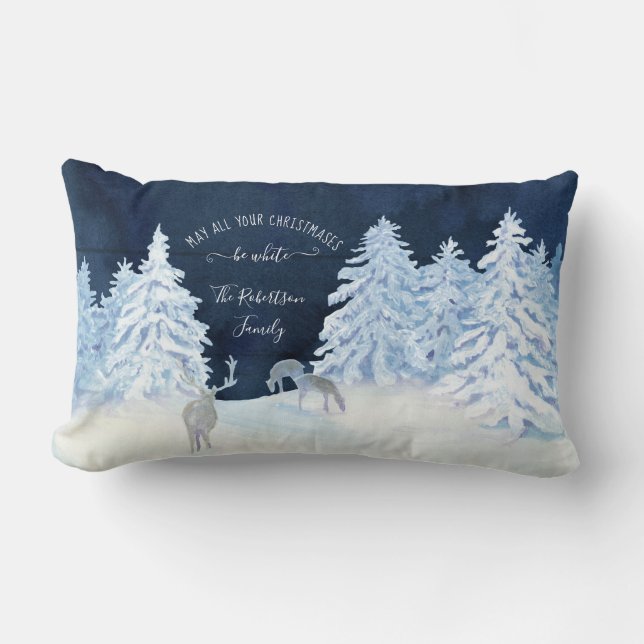 Cojín Lumbar Nombre de familia de Navidades blancos de nieve de (Anverso)