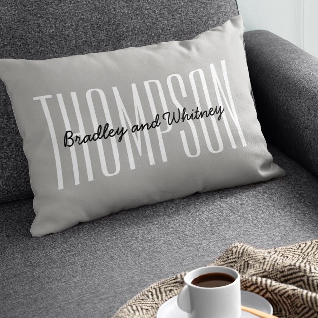 Cojín Lumbar Nombre de familia Gris moderno de regalo personali (Subido por el creador)