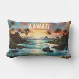 Cojín Lumbar Nombre de Gimnasio y Viaje en Playa Tropical de Ha