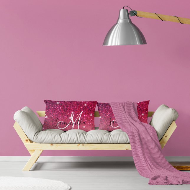 Cojín Lumbar Nombre de las parqueas de Purpurina rosado y rojo  (Subido por el creador)