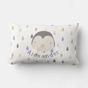 Cojín Lumbar Nombre de personalizable Pingüino Cute