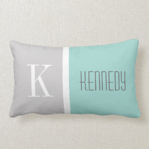 Cojín Lumbar Nombre monograma del bloque de color verde de la p