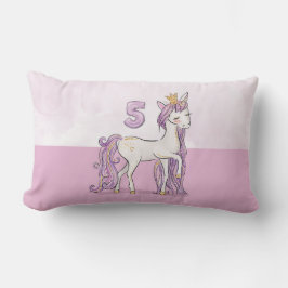 Cojín Lumbar Nombre personalizado 5º cumpleaños Caballo rosa co