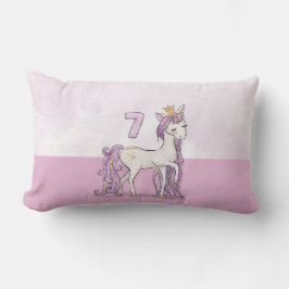 Cojín Lumbar Nombre personalizado 7cumpleaños Caballo rosa con 