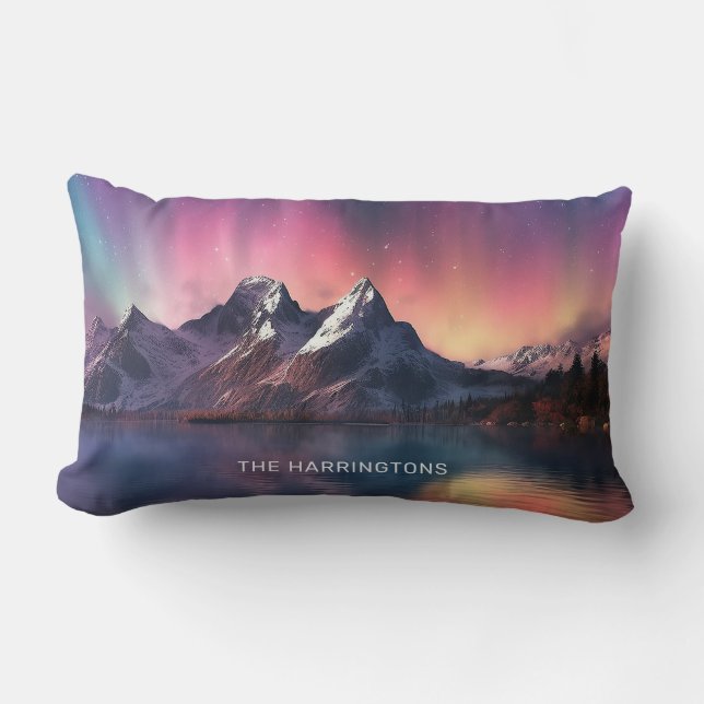 Cojín Lumbar Nombre personalizado Aurora Borealis (Anverso)