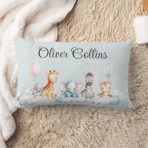 Cojín Lumbar Nombre personalizado Baby Zebra con todos sus amig