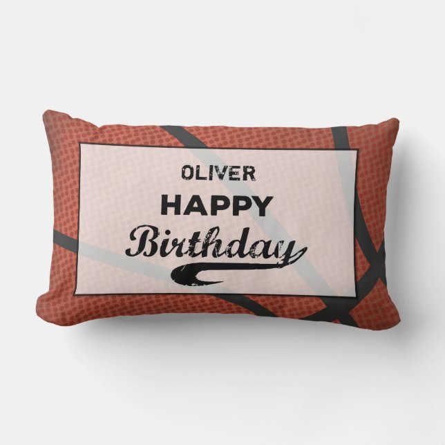 Cojín Lumbar Nombre personalizado Baloncesto Cumpleaños Gran Bo (Anverso)