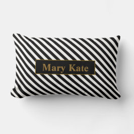 Cojín Lumbar Nombre personalizado Bandas negras/blancas