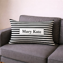 Cojín Lumbar Nombre personalizado Bandas negras/blancas