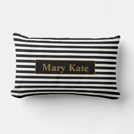 Cojín Lumbar Nombre personalizado Bandas negras/blancas