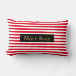Cojín Lumbar Nombre personalizado Bandas rojas/blancas