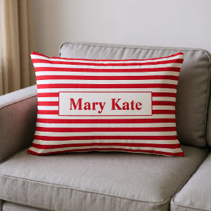Cojín Lumbar Nombre personalizado Bandas rojas/blancas