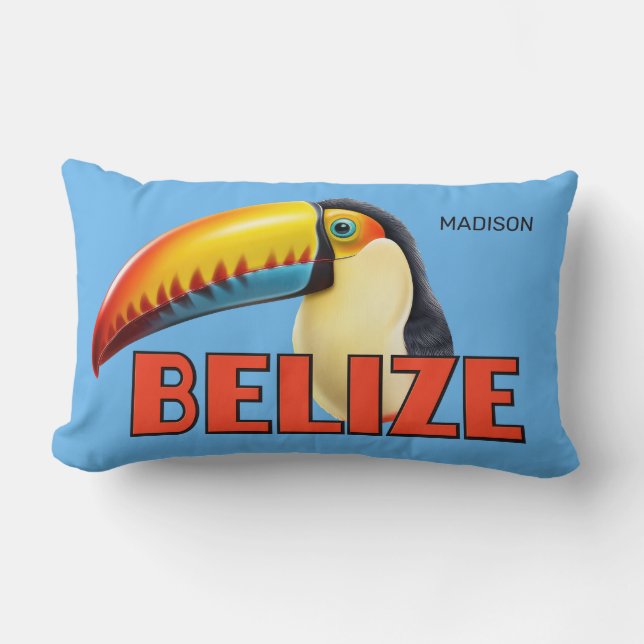Cojín Lumbar Nombre personalizado BELIZE Toucan (Anverso)