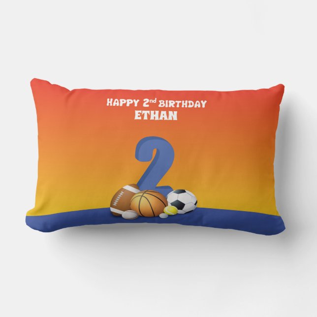 Cojín Lumbar Nombre personalizado Boy 2º Balls Deportiva de Cum (Anverso)