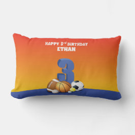 Cojín Lumbar Nombre personalizado Boy 3er cumpleaños bolas depo