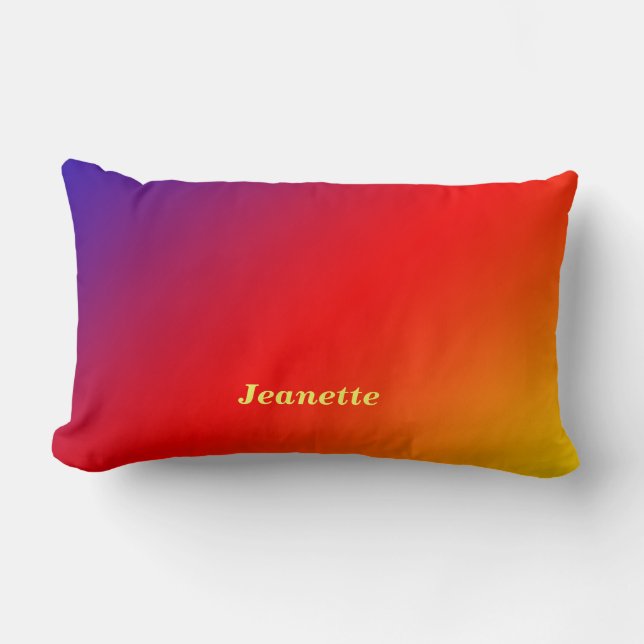 Cojín Lumbar Nombre personalizado del arcoiris intenso (Anverso)