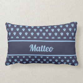 Cojín Lumbar Nombre personalizado del patrón de ángel azul mari