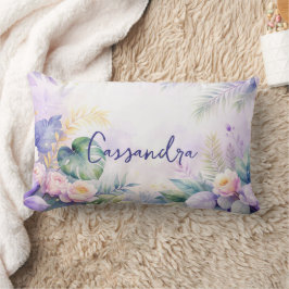 Cojín Lumbar Nombre personalizado Flores Tropicales 