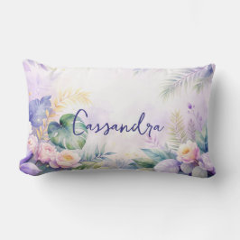Cojín Lumbar Nombre personalizado Flores Tropicales 