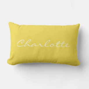 Cojín Lumbar Nombre personalizado guión blanco amarillo Minimal